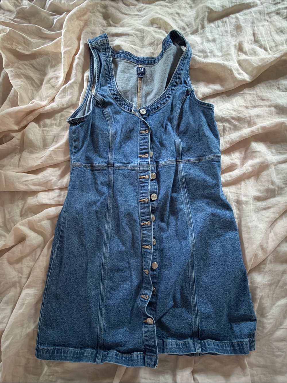 GAP Blue Denim Button-Front Mini Dress